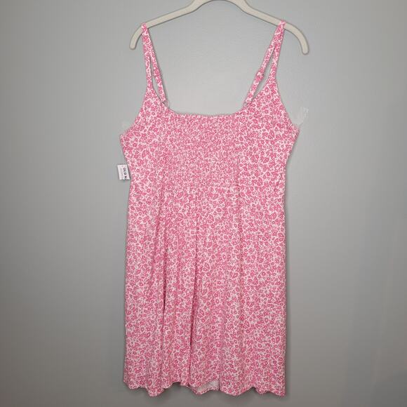 NEW Old Navy pink dress womens size XL floral fit flare linen blend summer beach - Picture 3 of 10